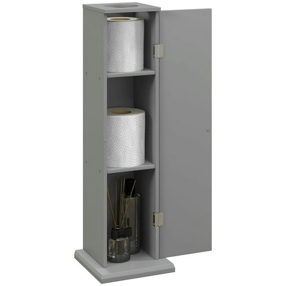 Resenkos Bathroom Cabinet,Small Toilet Paper Cabinet, Bathroom Corner Cabinet with Doors and Shelves for Paper Shampoo, Gray