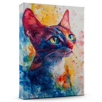 Oriental Shorthair Cat Bicolor Canvas Wall Art Animal Decor, Oriental Shorthair Cat Bicolor Canvas Prints Wild Animal Artwork for Living Room Bedroom Office 190HD759