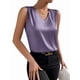 thumbnail image 2 of Xuyuer Women's Casual Fashion Solid Color V-Neck Satin Top, Chic Short Sleeve Blouse for Dinner Dates, Cocktail Parties and Spring Summer Evening Wear, 2 of 7