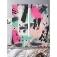 thumbnail image 3 of Abstract Graffiti Art Sheer Curtains 96 Inches Long 2 Panels Black Pink Splash Impressionist Light Filtering Semi Sheer Window Curtains Drapes for Bedroom Living Room 52"x96", 3 of 7