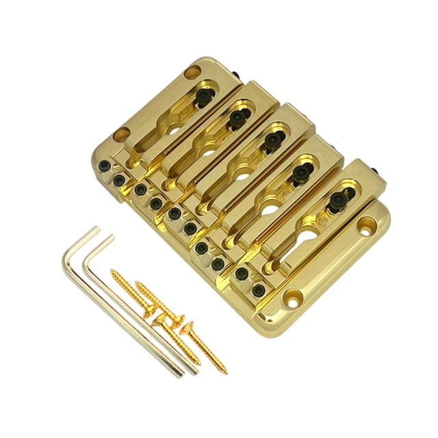 BELOVING 5 String Bass Bridge Metal Replace Part Sturdy Repairing Fixed Saddle Bridge golden