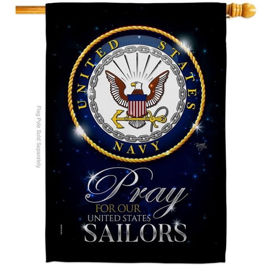 Breeze Decor H120066-BO Pray United States Sailors Armed Forces Navy Double-Sided Garden Decorative House Flag, Multi Color