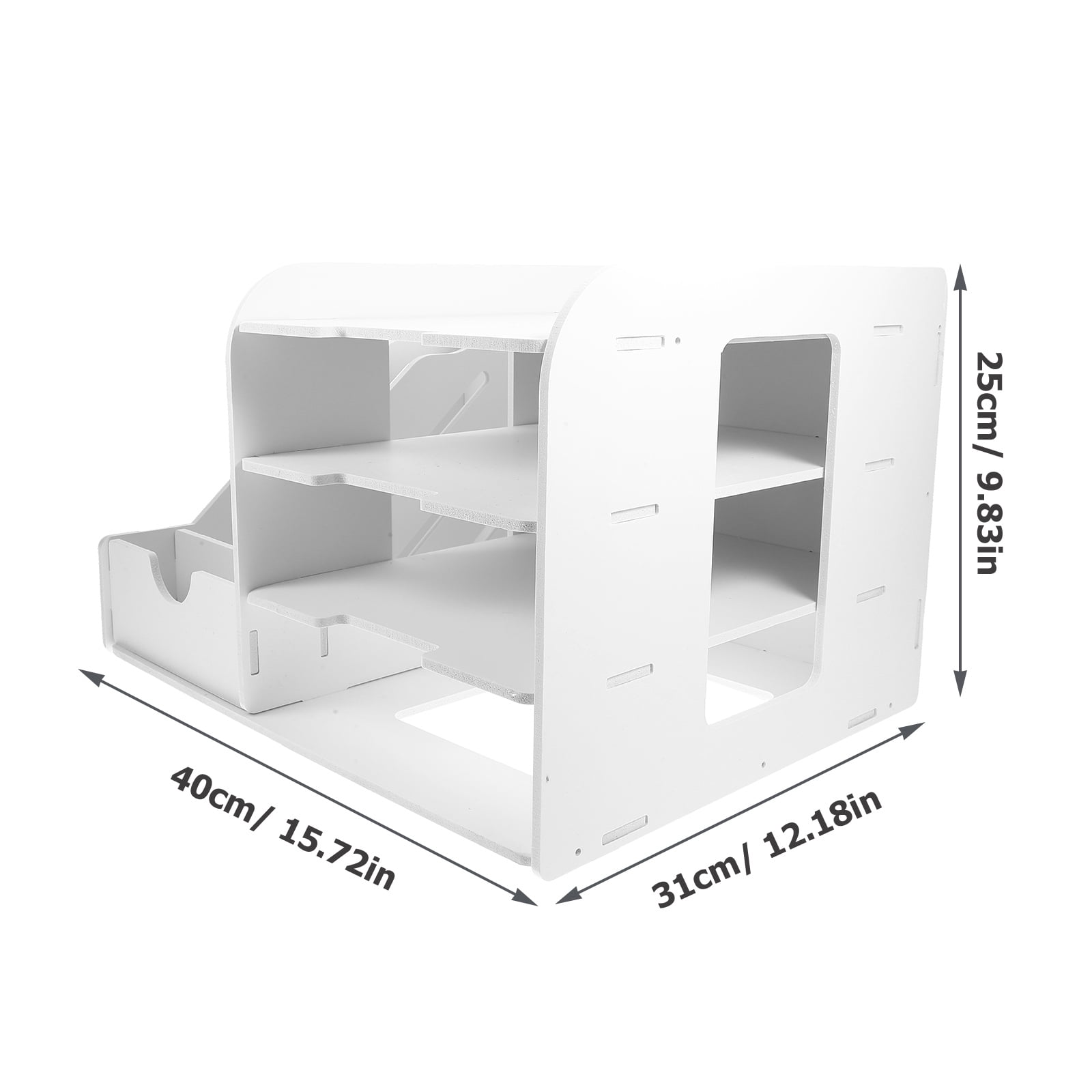 TEHAUX 1Pcs File Organizing Shelf Simple Design White Wood Plastic Composite Desk Paper Organizer for Office Supplies