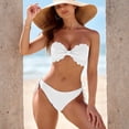 thumbnail image 2 of Swimsuit Bikini, Full Coverage Bikini, Two Piece Swimsuit for Women, Womens Bikini Swimsuits, Womens Wavy Edge Bandeau Bikini Strapless Tie Back Side String Bathing Suits Two Piece Swimsuit, White L, 2 of 6