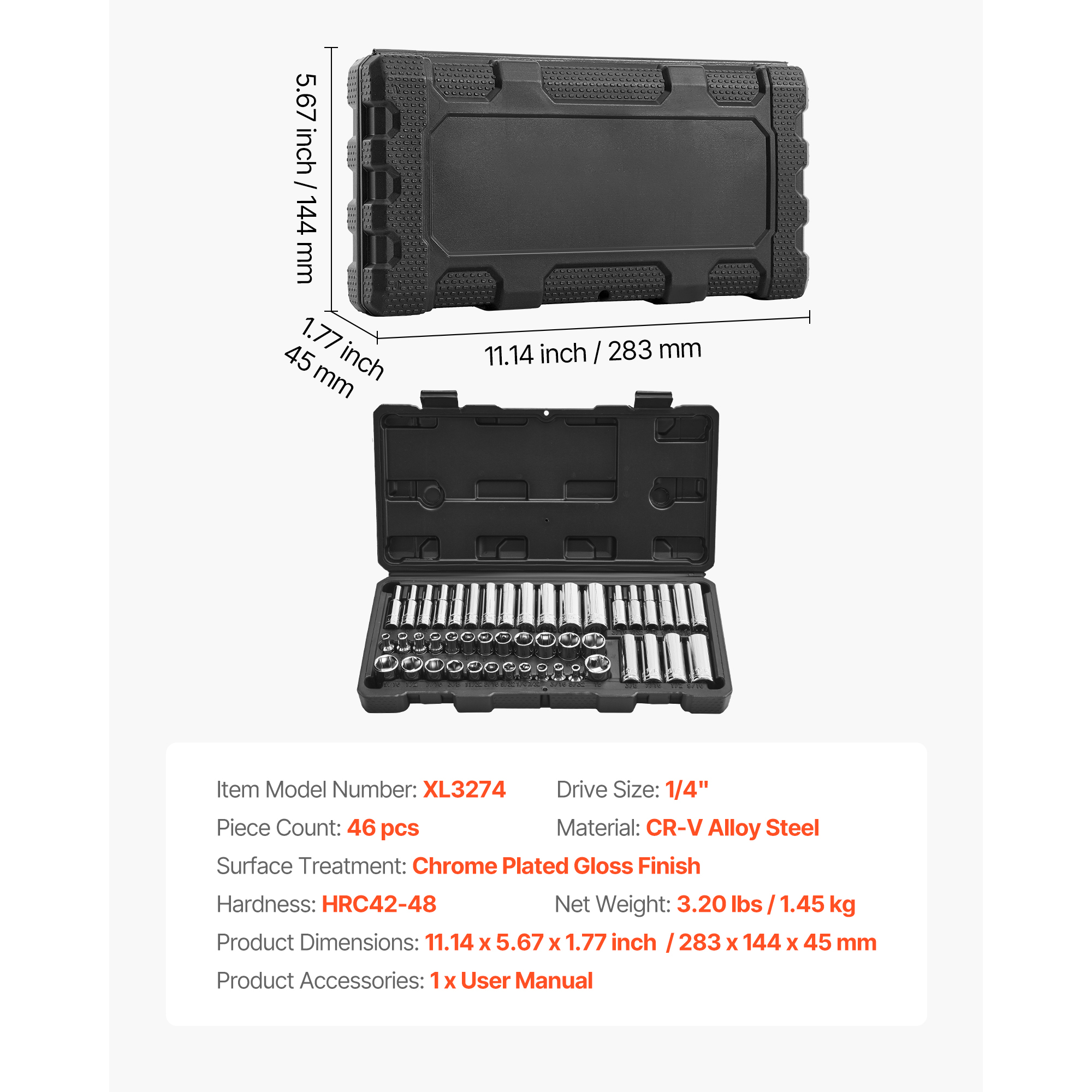 KFFKFF 46-Piece Socket Set 1/4" Drive photo 7