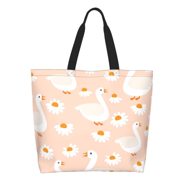 Disketp Geese and Flower Bolsa Tote Estampada para Mujer, Bolso de Hombro y de Mano para Compras y Viajes