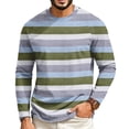 thumbnail image 3 of GrmtClth Shirts for Men Retro Multi Color Stripe Raglan Sleeve Long Sleeve Crew Neck Lightweight Street Casual Pullover Tees Light Gray 2XL, 3 of 4