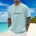 thumbnail image 1 of T-shirt Graphique Lettre Ville Mode Urbaine Manches Raglan Col Rond Confort Quotidien pour Hommes avec Ambiance Décontractée Quotidienne, 1 of 4