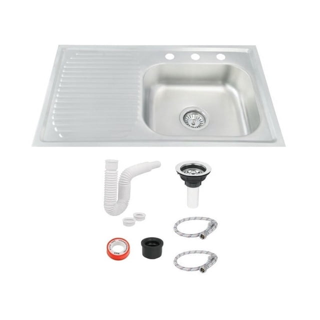 Fregadero Tarja De Empotrar Acero Inox 80x50 C/kit S/llaves (Escurridor Izquierdo)