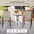 thumbnail image 3 of 3-Piece Outdoor Bistro Set, Stackable Mesh Armchairs and Round Tempered Glass Table, Powder-Coated Steel Furniture for Small Patio, Balcony, Garden and Porch, Light Grey, 3 of 7
