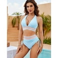 thumbnail image 3 of YourLovely Women High Waisted Bikini Sets Tummy Control Swimsuits Color Block Two Piece Drawstring Bathing Suit, 3 of 5