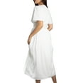 thumbnail image 4 of Jess by Meiko Women's Dress V Neck Flutter Sleeve Statement Buckle Waistband Midi Dress XL White, 4 of 7
