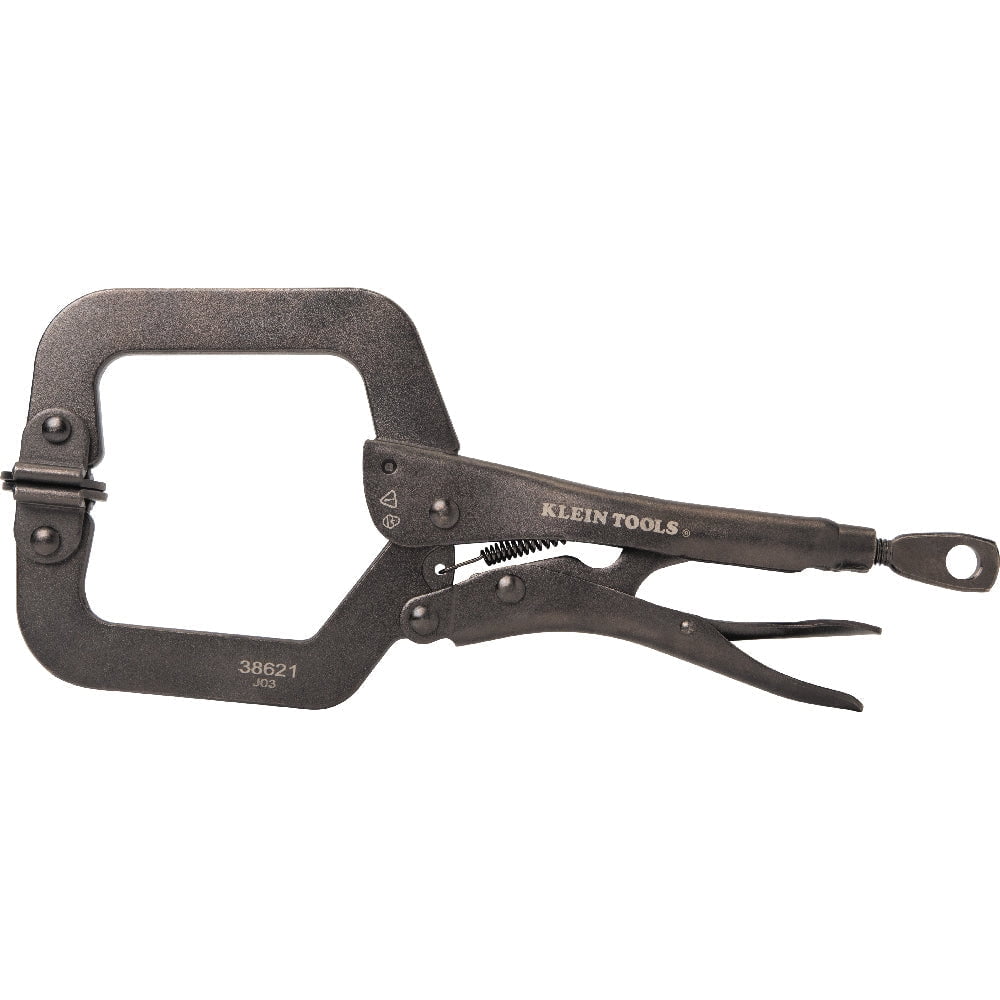Klein Tools 38621 C-Clamp Locking Pliers with Swivel Jaws, 9"