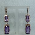 thumbnail image 2 of Amethyst Dangle Earrings Sterling Silver with 14kt Rosegold Plated, 2 of 3