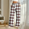 thumbnail image 4 of VBVC Women's Plus Size Plaid Sweatpants,Drawstring Flare Trousers for Women,Ladies Lightweight Daily Wear with Side Pockets,Wine,Size L, 4 of 6
