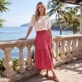 thumbnail image 2 of Enmain Flowy Maxi Skirt for Women Floral Pleated High Waist Drawstring Tiered Skirts with Pockets, 2 of 9