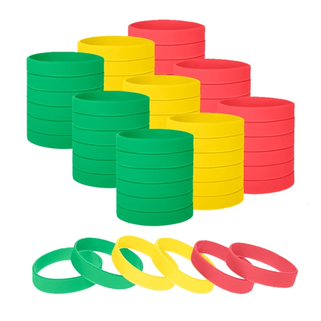 GOGO 60 Pcs Bracelets en Silicone pour Hommes Femmes, Bracelets Colorés de Distanciation Sociale - Rouge Jaune Vert