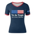 thumbnail image 4 of IDOCLOTHES 4th of July V Neck T Shirts for Women Vintage 250 Years of Freedom 250 Anniversary USA Flag Tshirts Loose Fitted Short Sleeve Patriotic Tee Shirt Tops Dark Blue, XXL, 4 of 5