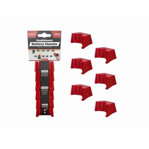 Stealthmounts Battery Mounts For Milwaukee M12 6Pk Red