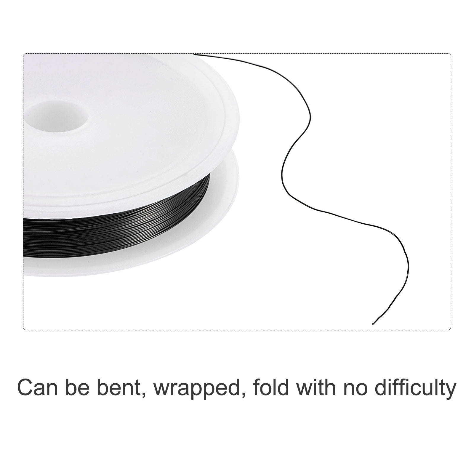 Unique Bargains Durable Copper Wire Resistant Beading Wires for Crafting and DIY Projects Black 15m