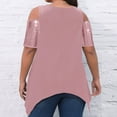 thumbnail image 6 of Aboser Sparkly Sequin Shirts Women Plus Size Party Tops Elegant Cold Shoulder T Shirt Flowy Scoop Neck Blouses for Ladies Night Out Evening Party Shirts Trendy Shimmer Glitter Blouse Tops, 6 of 9