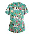 thumbnail image 3 of Women s Cute Cartoon Food Print Scrub Top V Neck Short Sleeve Stretch Nursing Uniform With Pockets Fun Colorful Dessert Pattern Workwear Tunic Top For Healthcare Workers, 3 of 3