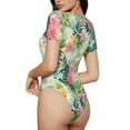 thumbnail image 3 of Haiem Tropical Flowers Women's Crew Neck Short Sleeve Bodysuit Tops Stretchy Slim Basic-Medium, 3 of 9
