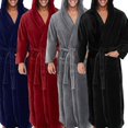 thumbnail image 2 of Mens Fleece Hooded Long Soft Bathrobe D, 2 of 2