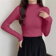 thumbnail image 2 of DYTTDG Women's Mock Neck Ribbed Knit Long Sleeve Top | Solid Slim Basic Pullover Soft Stretch Layering Shirt for Spring Fall Daily Wear, 2 of 7