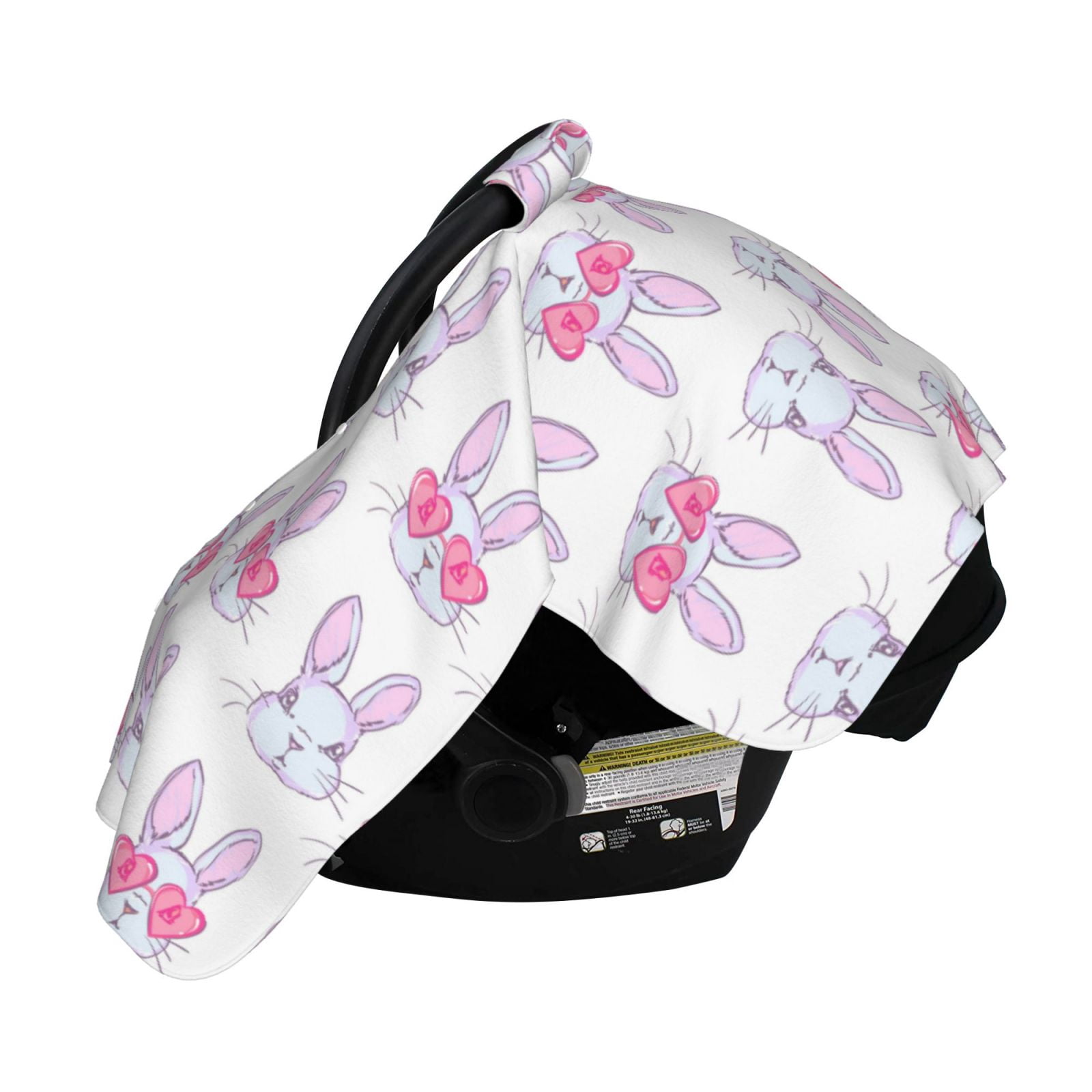 Naloa Heart Rabbit Baby Car Seat Cover, Breathable Baby Carrier Cover, Multiuse Baby Carrier Cover & Nursing Breastfeeding Cover