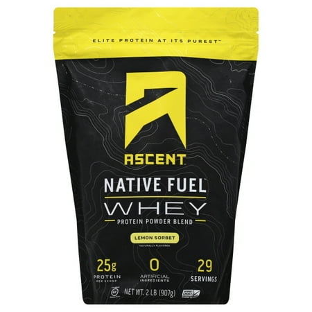 ascent native fuel whey protein powder blend - 2 lbs - lemon sorbert