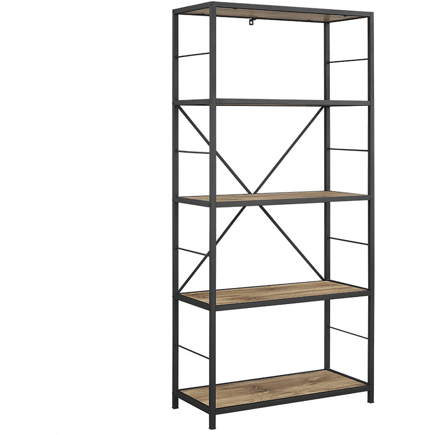 River Street Designs 60" Rustic Metal and Wood Media Bookshelf Bookcase