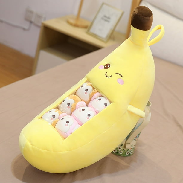 Cute Plush Banana Pillow Toys Kawaii Stuffed Banana Bananas Animal de peluche Extraíble Fluffy Regalos creativos para adolescentes Adultos Cumpleaños Suministros para fiestas de bodas TUNC Sencillez