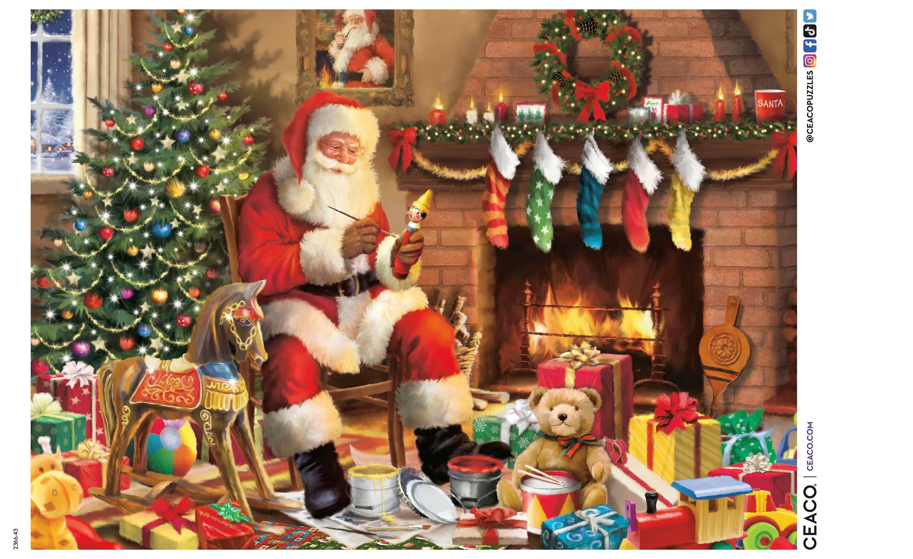 Puzzle en 500 pièces Ceaco Santa by the Fireplace pour adultes, à partir de 14 ans