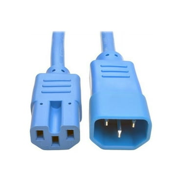 Tripp Lite Heavy-Duty Computer Power Cord, 15A, 14 AWG (IEC-320-C14 to IEC-320-C15), Blue, 3 ft. (P018-003-ABL)