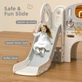 thumbnail image 4 of YUFU 8 in 1 Toddler Slide Set, Kids Slide for Toddlers Age 1+, Toddler Climber Slide Play Set With Basketabll Hoop and Ball, Outdoor Indoor Playground for Toddlers 1-3（Grey+Playhouse）, 4 of 9