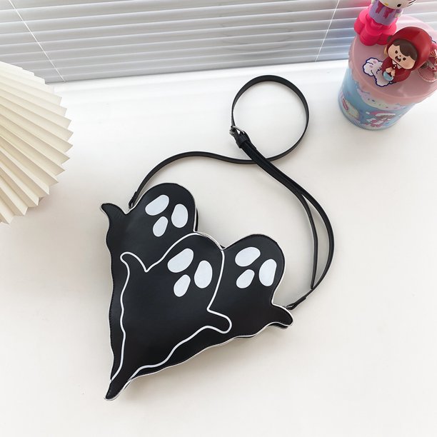 Bolso bandolera de hombro de PU de fiesta de Halloween de fantasma divertido para mujeres y niñas (negro) Likrtyny Para estrenar