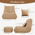 thumbnail image 2 of Bean Bag Chair Big Sofa for Adults Fireside Chair Togo Chair with Ottoman and Pillow Memory Foam Filled Tufted  Lazy Floor Lounge for Living Room Gaming Venue, Cashmere,, 2 of 17