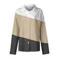 thumbnail image 3 of cfhntfmh Womens Color Block Shirts Soft Collared Long Sleeve Loose Buttons down Blouses Casual Fall Tunic Tops, 3 of 3