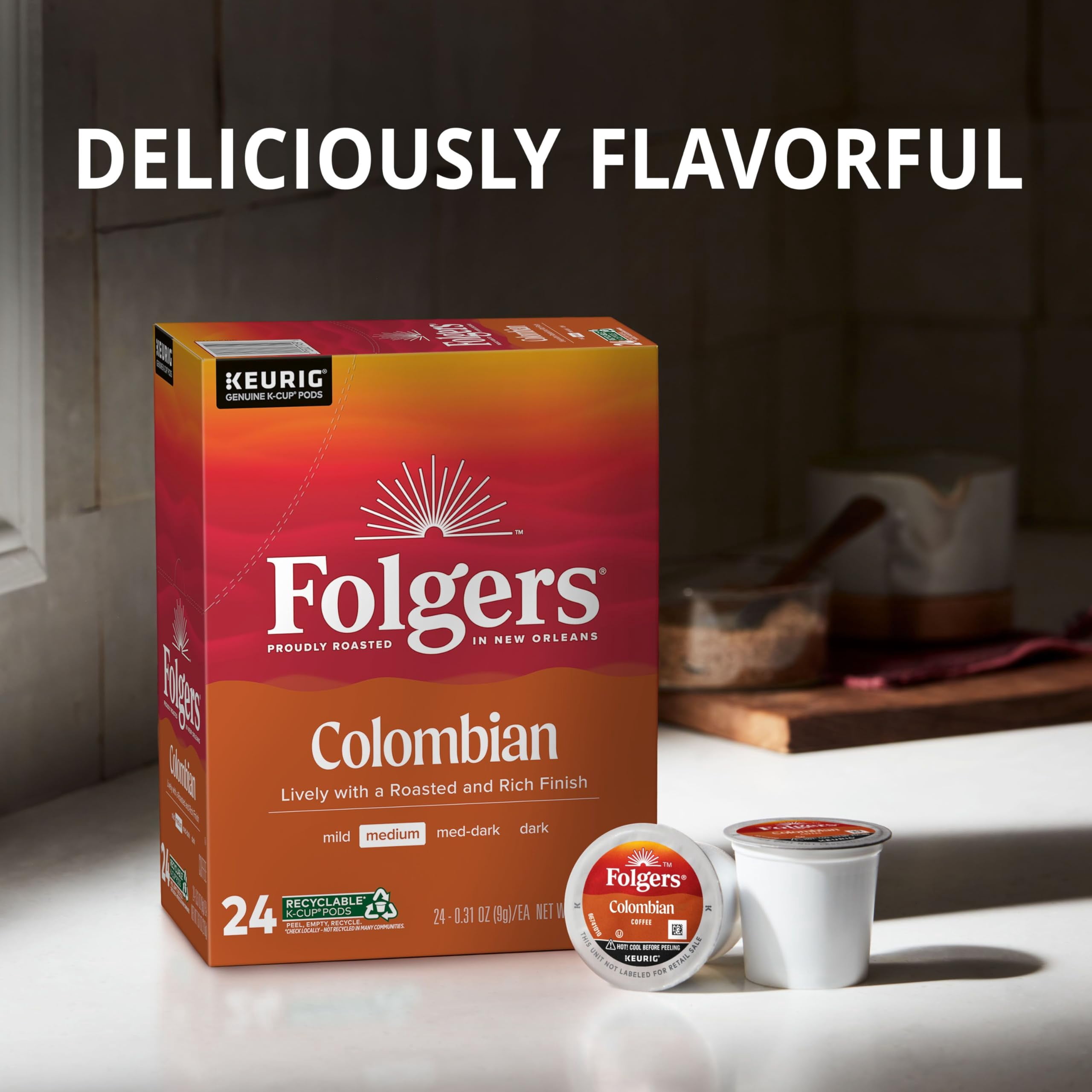 2X - Folgers Colombian Medium Roast Coffee, 12 Keurig K-Cup Pods