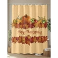 thumbnail image 4 of Fall Happy Thanksgiving Shower Curtain, Autumn Pumpkin Maple Leaf Bathroom Decor Curtains Set with Hooks, Waterproof Fabric Home Accessories， 72X 96 Inch Extra Long, 4 of 6
