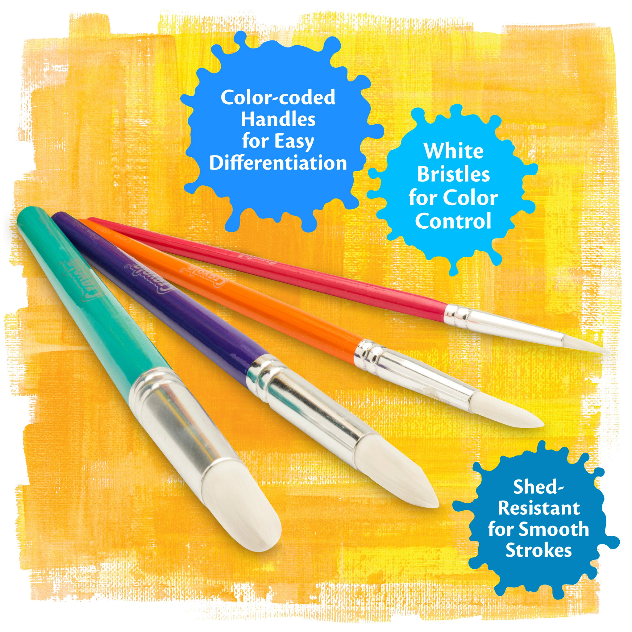 Crayola Round Soft Bristle Paint Brush Set, Multi Sizes, 4 Ct, School Supplies, Kids Paint Supplies - image 2 of 6
