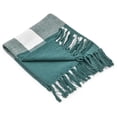 thumbnail image 4 of Ox Bay Teal/White Tartan Plaid Cotton Throw Blanket, 50" x 60", 4 of 10