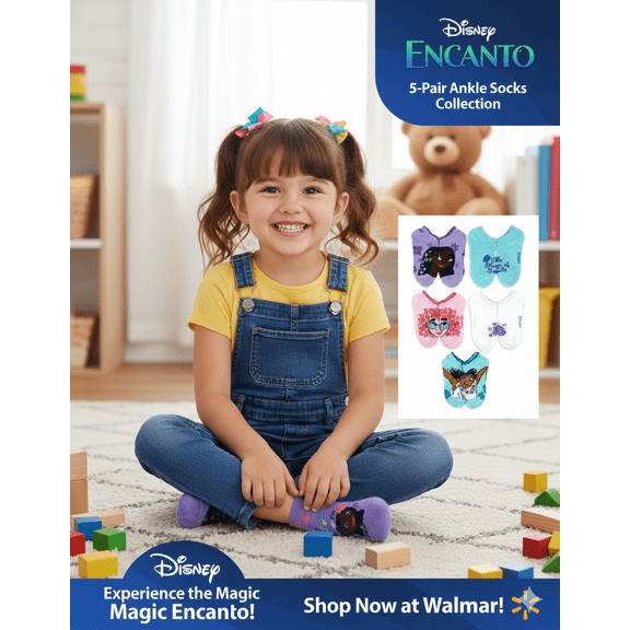 Double the Magic! Disney Encanto 2-Pack of 5-Pack Ankle Socks (Size 6-8.5)