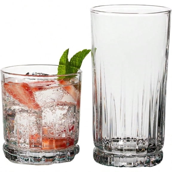 Anniston Drinking Glasses Set 16 Piece Set 8 Rocks Glasses and 8 Tumbler Glasses