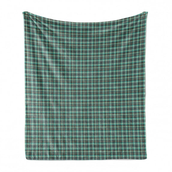 Abstract Soft Flannel Fleece Throw Blanket, Crossing Diagonal Hatched Lines Squares Traditional Tartan Illustration, Cozy Plush for Indoor and Outdoor Use, 50" x 60", Multicolor, by Ambesonne