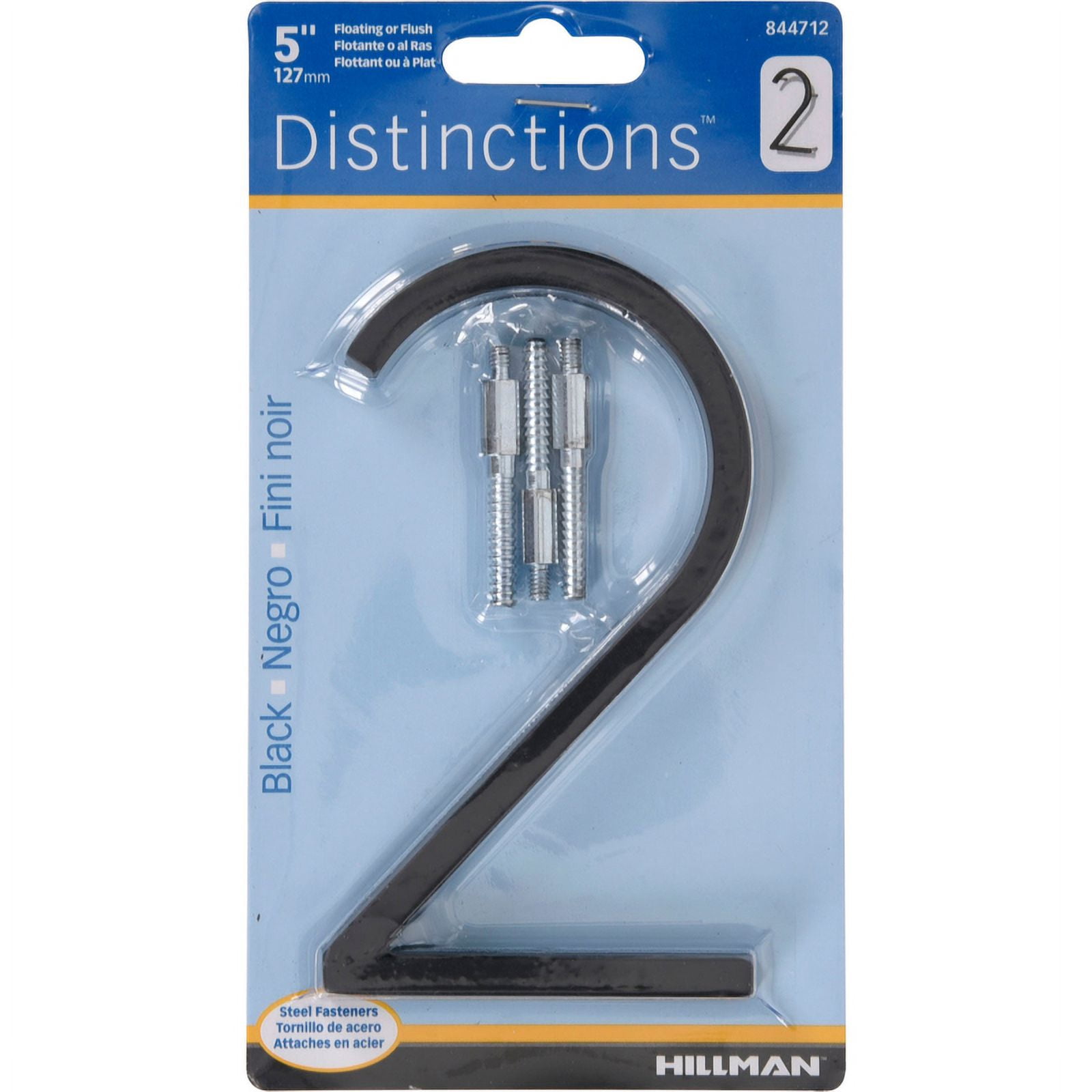 Hillman 5028371 5 in. Black Metal Number 2 Screw-On - Pack of 3