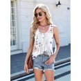 thumbnail image 6 of Womens Tank Tops Eyelet Loose Casual Summer Tops Crew Neck Basic Sleeveless Shirts Trendy Yellow Flowers S, 6 of 10