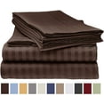 thumbnail image 1 of Deluxe Striped 1800 Prestige Soft and Comfortable Bed Sheets Set, Full Mocha, 1 of 1