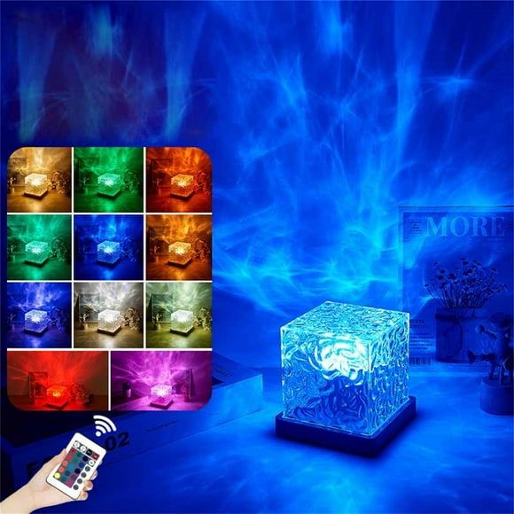 Dvkptbk Light Projector Rotating Water Ripple Small Night Lamp Bedside Flame Lamp Romantic Gift Star Projection Lamp Home Decor